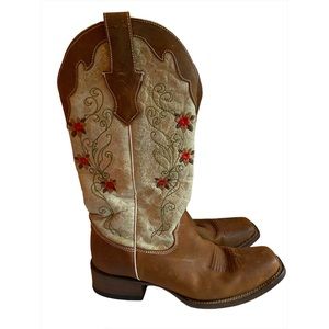 Corral Red Floral Cowboy Boots Size 8.5